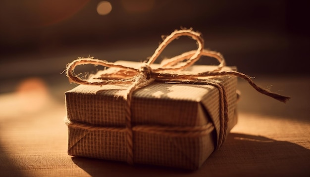 Romantisches Wintergeschenk verpackt mit Liebe und Schokolade, generiert von KI