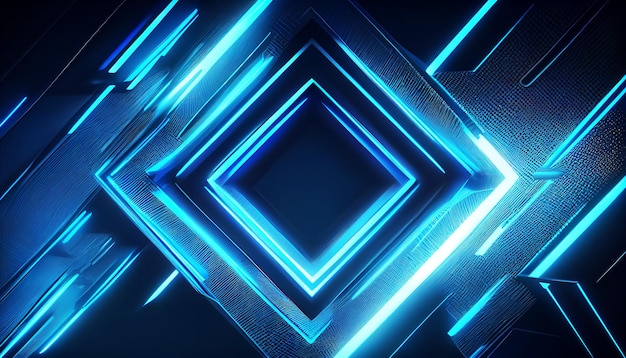 Rombo brillante estilo cyberpunk Forma de geometría futurista con efecto azul Diseño para eventos musicales promocionales juegos web banners fondos IA generativa