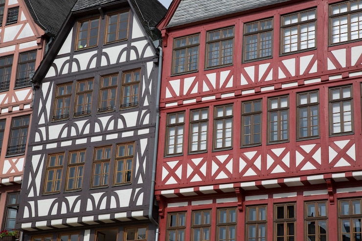 Foto romerberg square facade em frankfurt, alemanha
