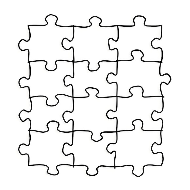 rompecabezas en blanco y negro: rompecabeas de nueve piezas, rompecabeos entrelazados, puzles monocromáticos, rompecapeos sencillos.