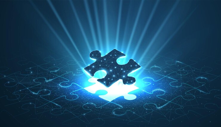 rompecabezas sencillos bajo un patrón de rompecabeas con un agujero de rompecabes brillante y brillante 3D abstracto de polo bajo