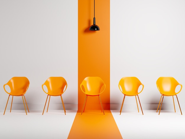 Foto ronda de sillas con una impar fuera concepto de contratación de oportunidades de trabajo