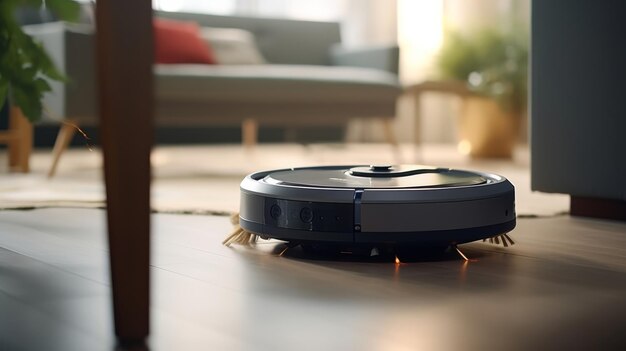 Roomba en el suelo de una sala de estar