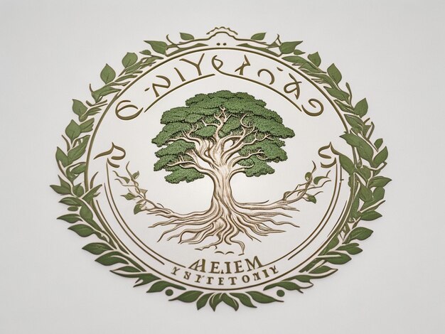 Foto root leaf family tree of life eiche banyan ahorn stempel siegel emblem etikett logo design vektor