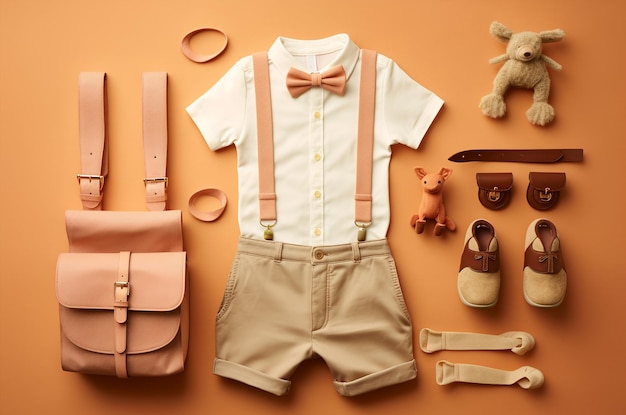 Ropa de bebé plana para niños es un traje generativo