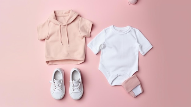 Ropa de bebé rosa y un suéter rosa para niña.