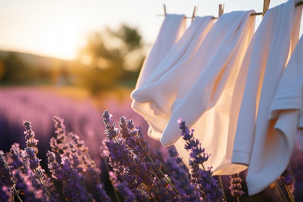 ropa de cama lavada colgada en un tendedero