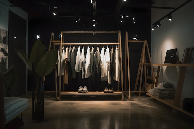 Ropa colgada en una percha en una tienda de moda