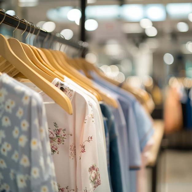 Ropa colgada en una percha en una tienda