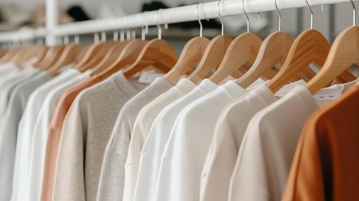 Ropa elegante en exhibición en una boutique moderna