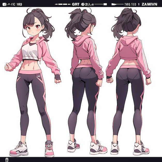 Foto ropa de gimnasio atlética colorida para mujeres chibi kawaii colores deportivos diseño de colecciones creativas dumbbe