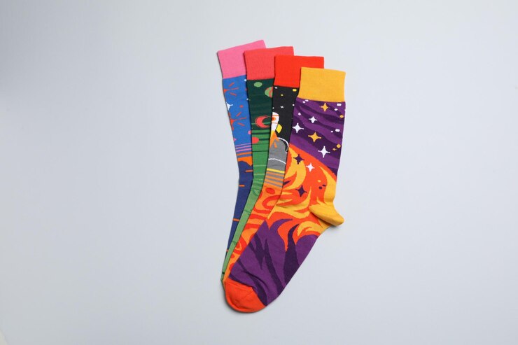 Ropa informal y uso de calcetines conceptuales para pies.