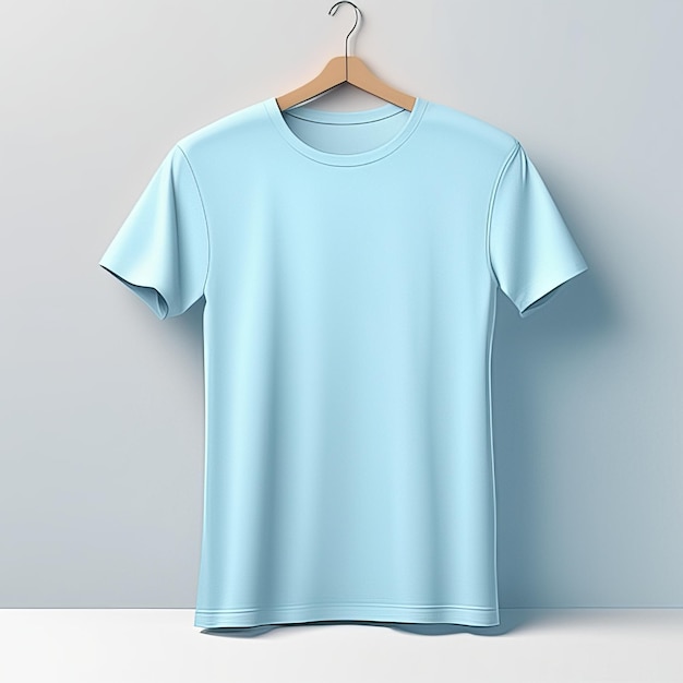 Ropa de maquillaje camiseta azul cielo en blanco