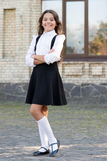 Ropa para niños escolar sentirse cómoda de niña a la moda camisa blanca y vestido negro ropa formal para visitar escuela ropa diaria colegiala adorable ropa a juego perfecta