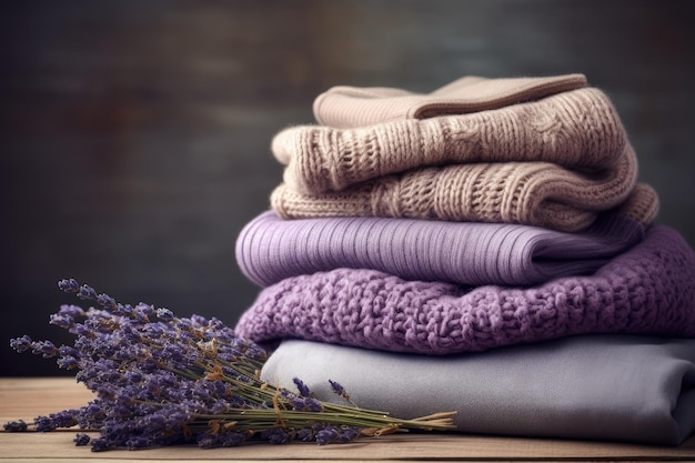 Ropa de punto para invierno con protección lavanda.