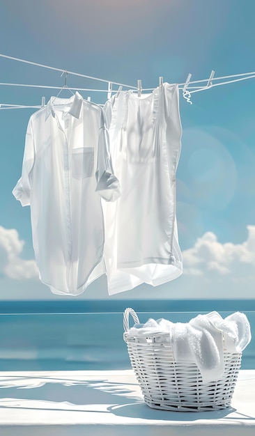 ropa secándose en una cuerda de ropa al sol