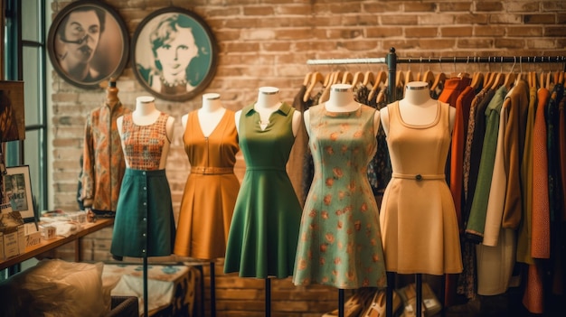 ropa vintage en maniquíes