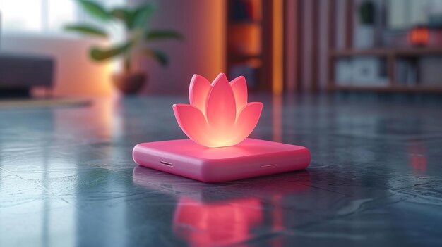 Foto rosa abstrakte rechteckige tablette ein stand für eine designlösung mit einem lotus