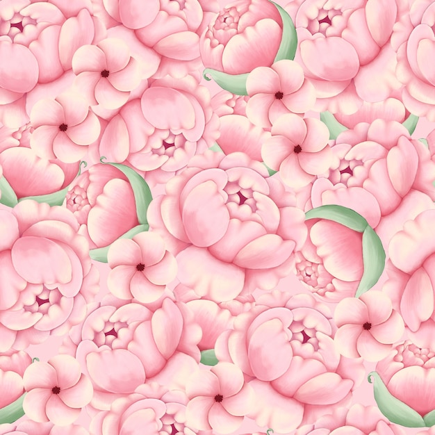 Rosa acuarela peonía rosa y anémona de patrones sin fisuras Fondo de flor de primavera