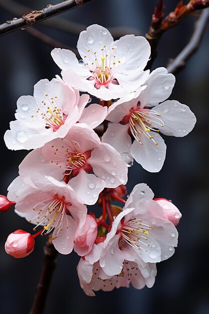 Rosa Autumnalis blühende japanische Kirschblüten winterblühend Generative KI