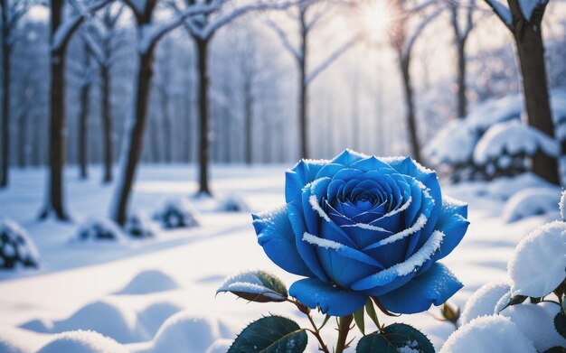 Rosa azul en la nieve