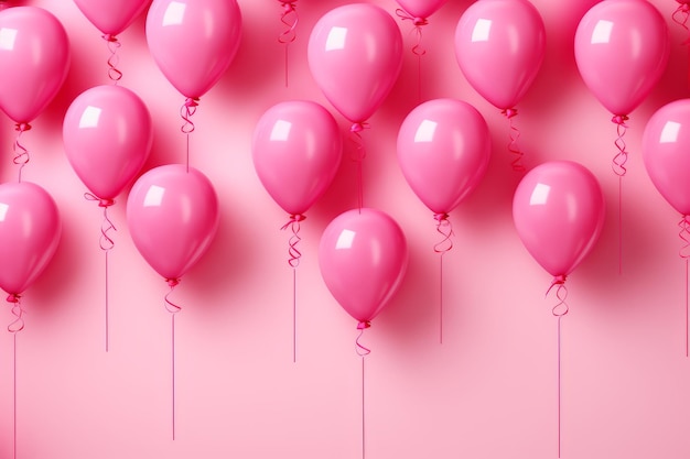 Rosa Ballons auf einem rosa Hintergrund das Konzept einer Feiertagsverkäufe Eröffnungszeremonie oder Party