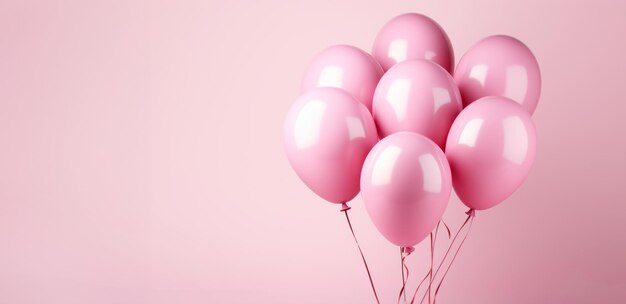 Rosa Ballons auf einem rosa Hintergrund das Konzept einer Veranstaltung Party Verkäufe Eröffnungszeremonien Banner