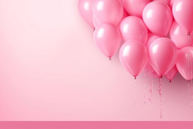 Rosa Ballons auf einem rosa Hintergrund mit Kopierraum