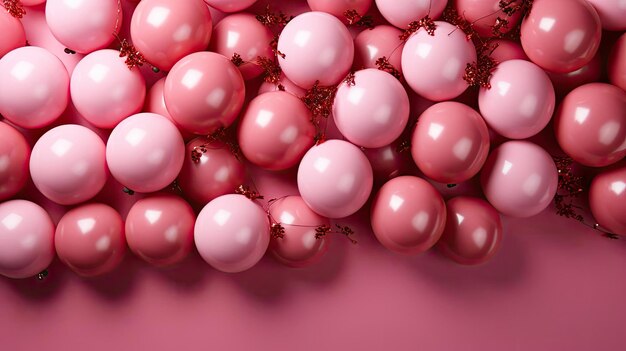 rosa Ballons auf rosa Hintergrund für Banner- oder Plakatdesign