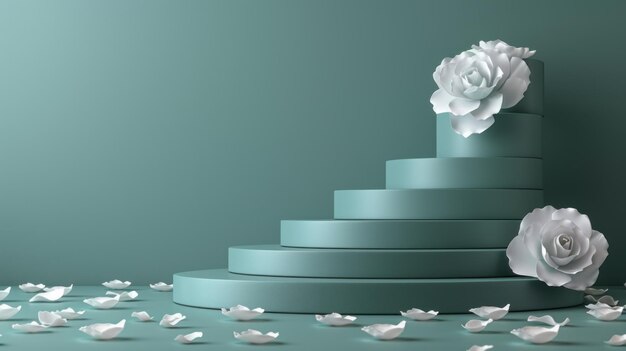 una rosa blanca en un fondo verde con una flor blanca en la parte superior