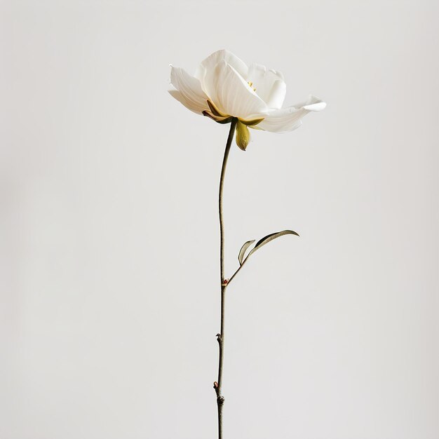 Foto una rosa blanca está en un jarrón con un fondo blanco