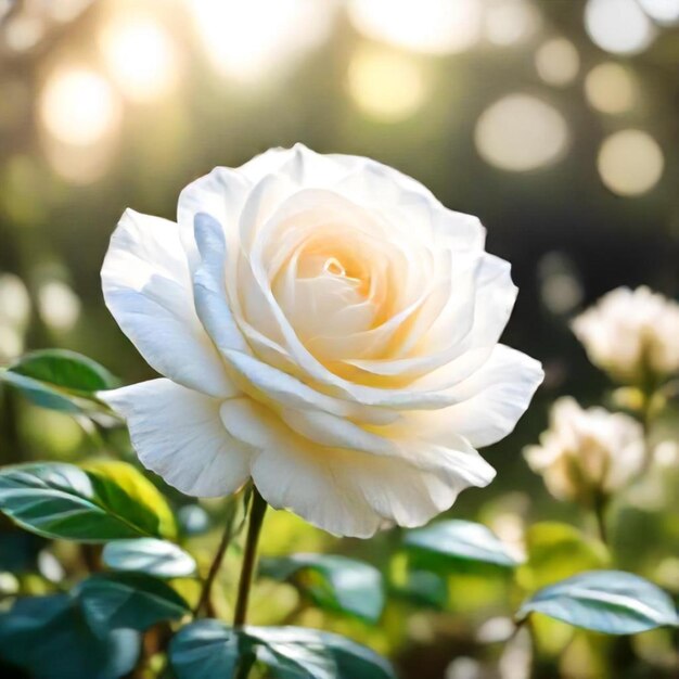 Foto una rosa blanca con la palabra f en ella