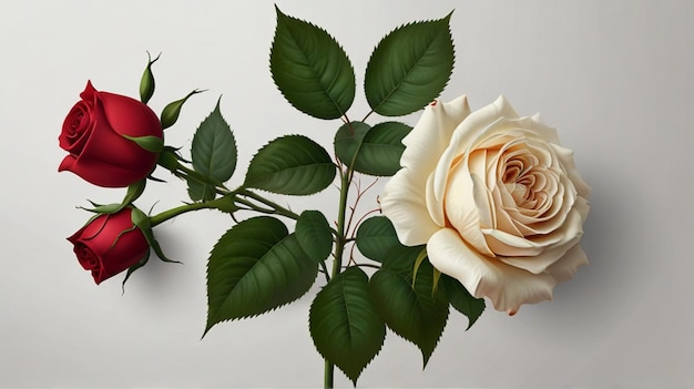 una rosa blanca con una rosa roja y blanca en el medio