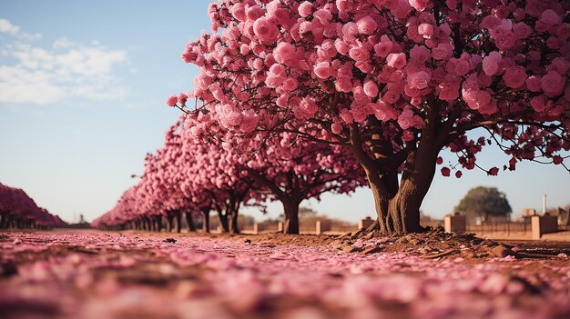 rosa blühende Baumlandschaft Foto