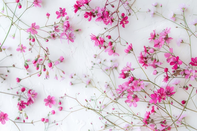 rosa Blüten fallen von ihren Stängeln und bilden einen wunderschönen Bündel