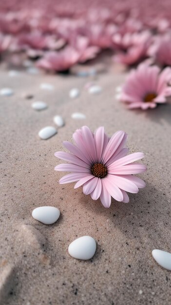 Rosa Blume am Strand