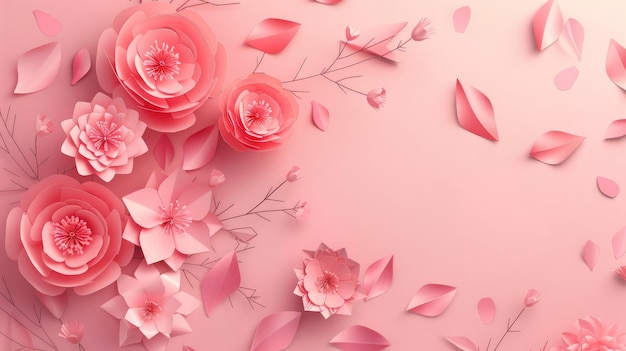 Rosa Blumen auf einem minimalistischen Hintergrund