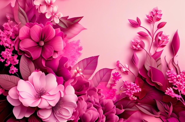 Rosa Blumen auf rosa Hintergrund Generative KI