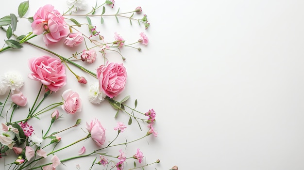 rosa Blumen auf weißem Hintergrund
