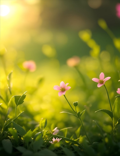 Rosa Blumen in der Morgensonne