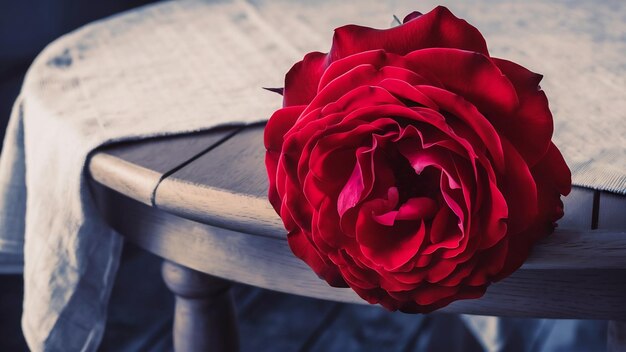 Foto una rosa brillante en la mesa