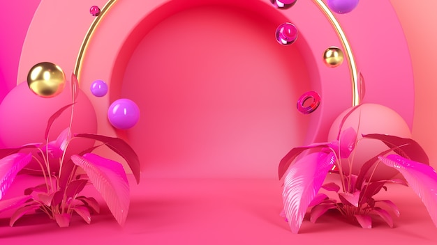 rosa bunte innere 3d Illustration rendern