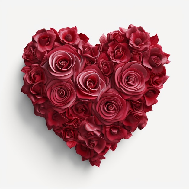 Rosa coração fantasia Dia dos Namorados isolado em fundo branco