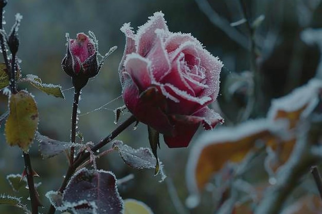 Foto una rosa cubierta de helada