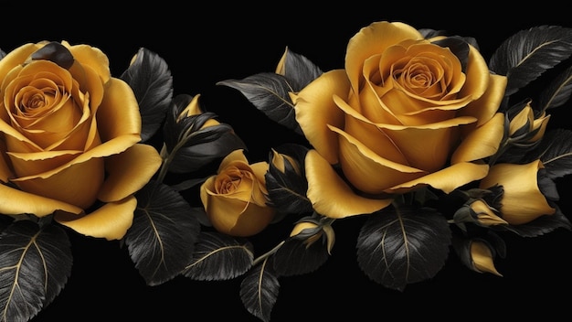 rosa dourada em fundo preto