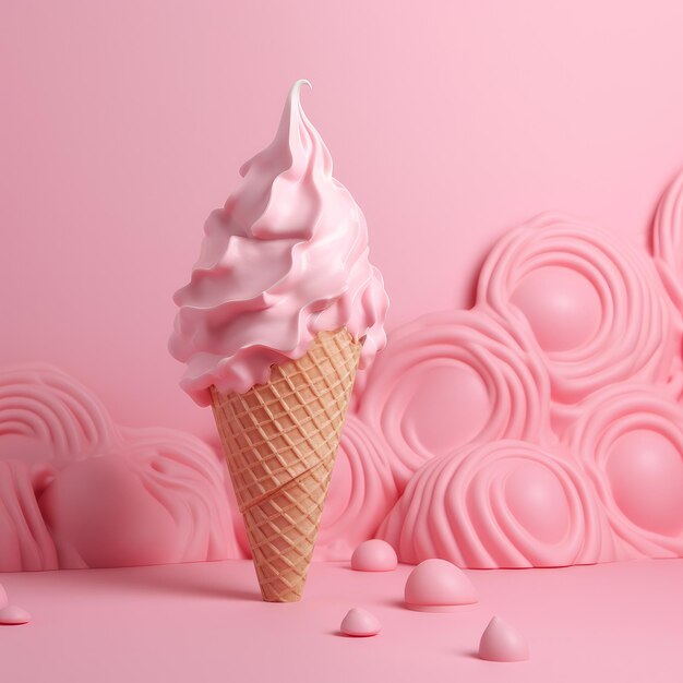 Rosa Eiscreme-Kegel auf rosa Hintergrund