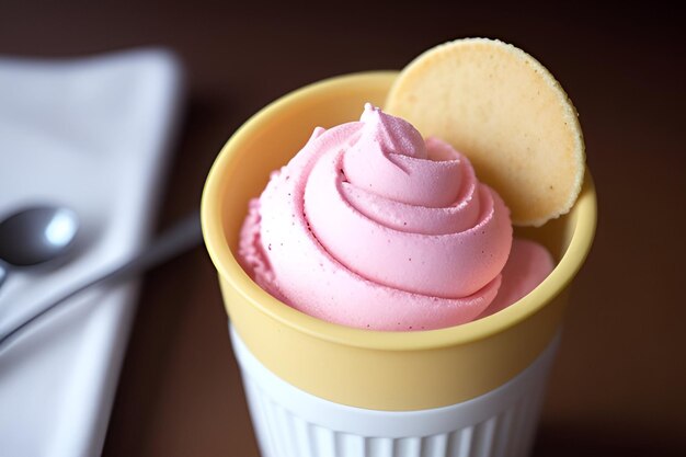 Rosa Erdbeereis mit Zuckerkeksen