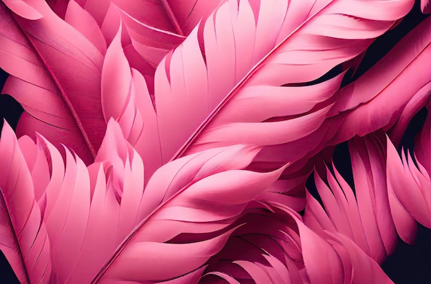 Rosa Federn Hintergrund Flamingo Plume Muster Flügel Feder Textur Generative Ai Illustration