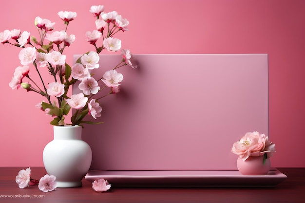 rosa flache Wand und Blume