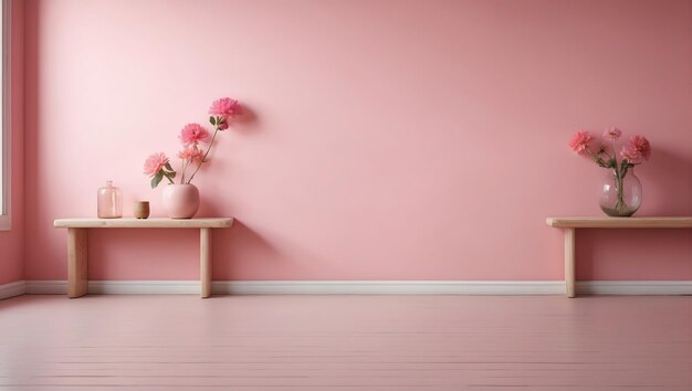 Rosa flache Wand und Blume